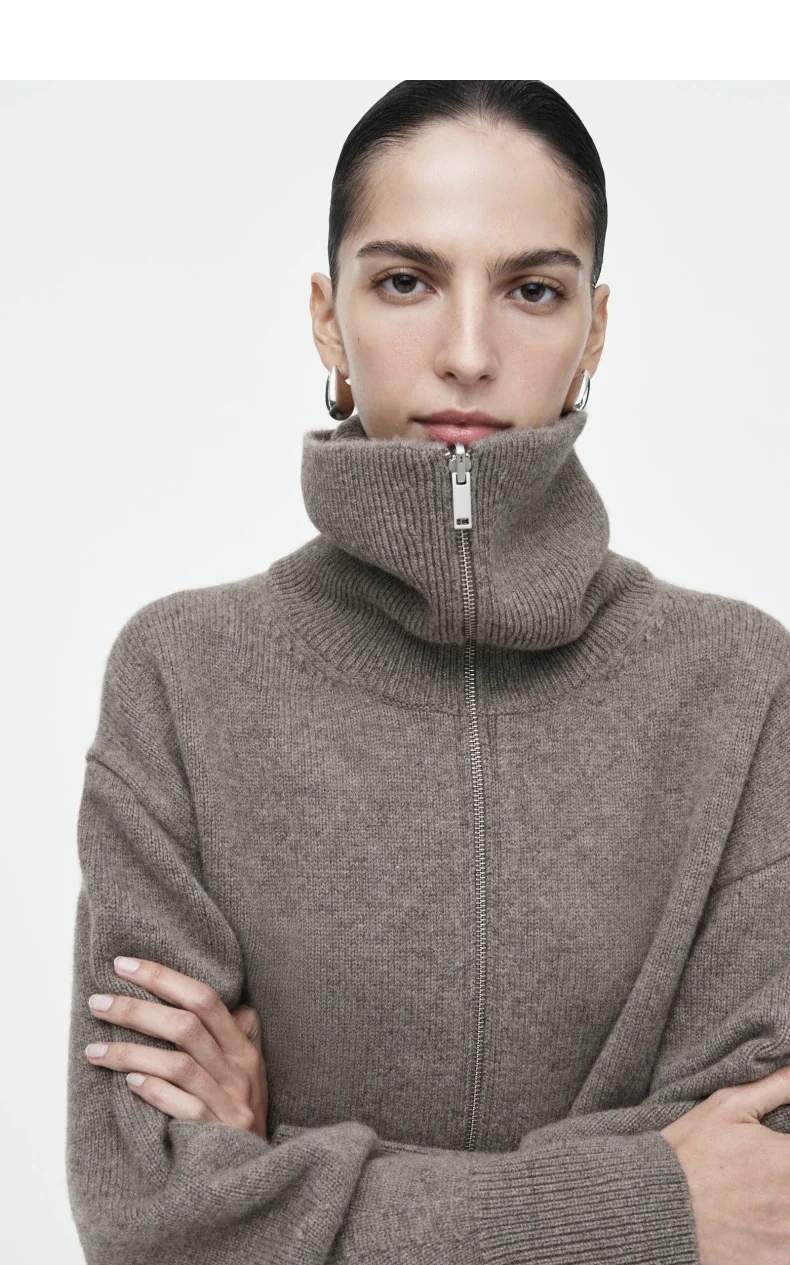 Ethereal cos  winter new style of Ladies' casual standard fit waist-cinching knitted pilot jacket 3
