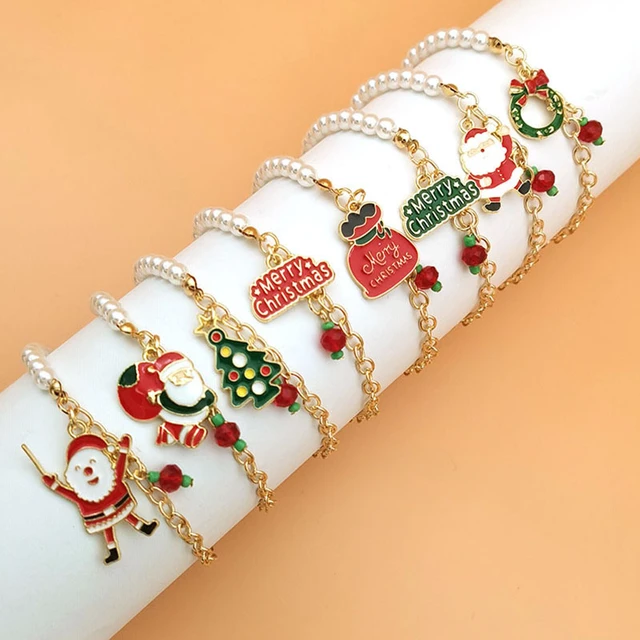 Santa Claus Christmas Bracelet Alloy Pendant Xmas Tree Charms Decorations  Happy New Year 2023 Christmas Halloween Gifts - Bracelets - AliExpress