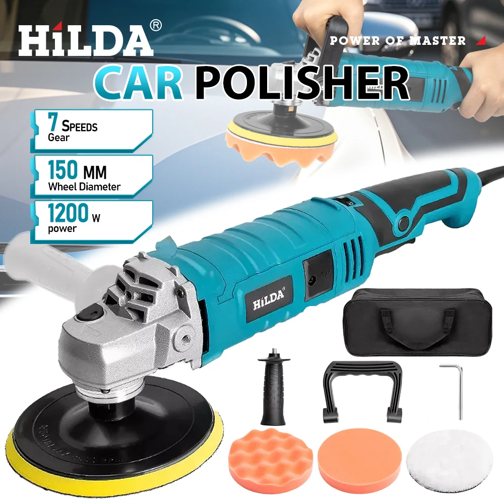 HILDA 6inch Electric Car Polisher Machine Auto Polishing Machine Adjustable Speed Sander Waxing Power Tools Car Accessories