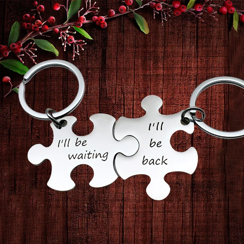 

Charm Couples Puzzle Keychain Pendant I'll Be Waiting /back Key Chain Valentine's Day Boyfriend Girlfriend Husband Wife Gift