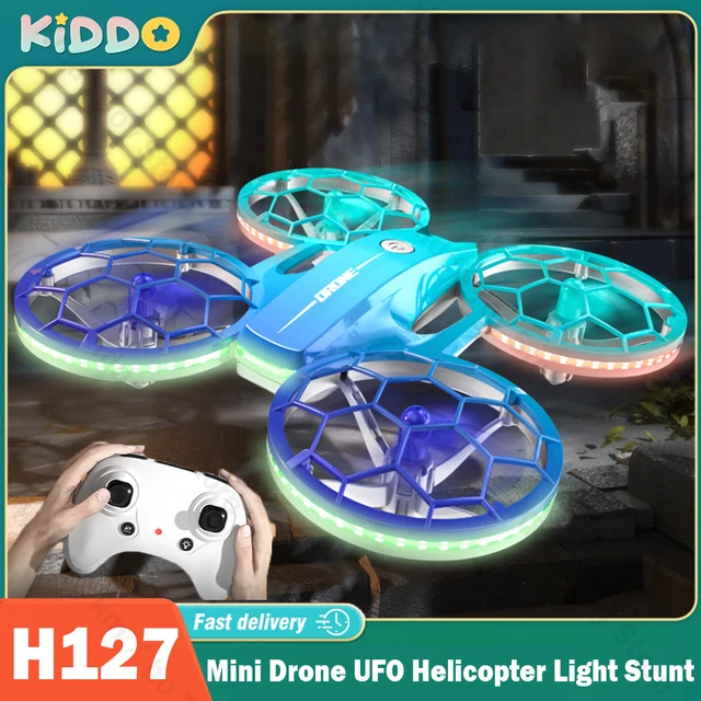H127 Mini Drone UFO Quadcopter Remote Control Helicopter RC Dron One-key Landing Fall-Resistant UAV Colorful Lighting Stunt Gift 1