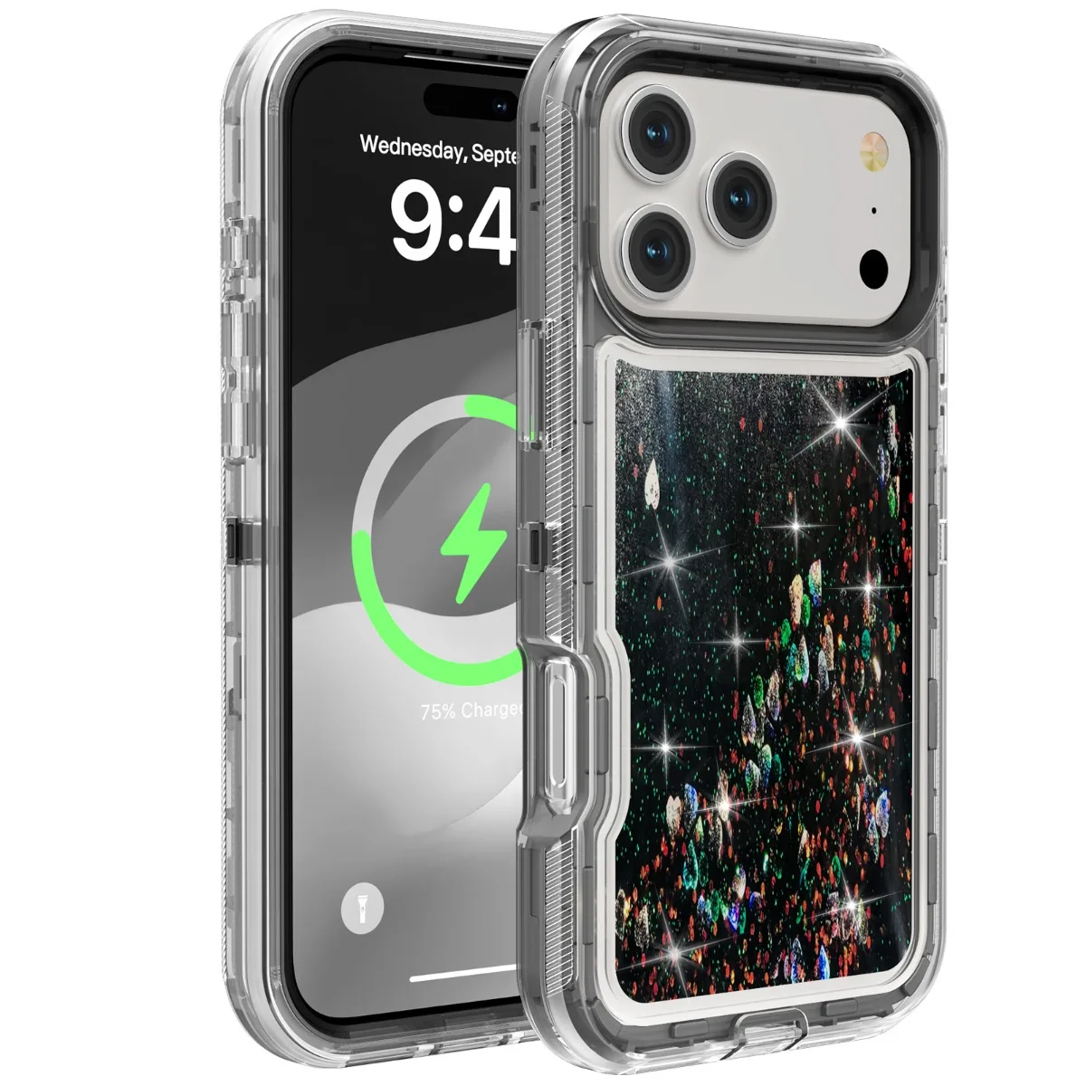 Elegant Glitter Quicksand Heavy Duty Phone Case - 3 in 1 Military Grade Shockproof Protection
