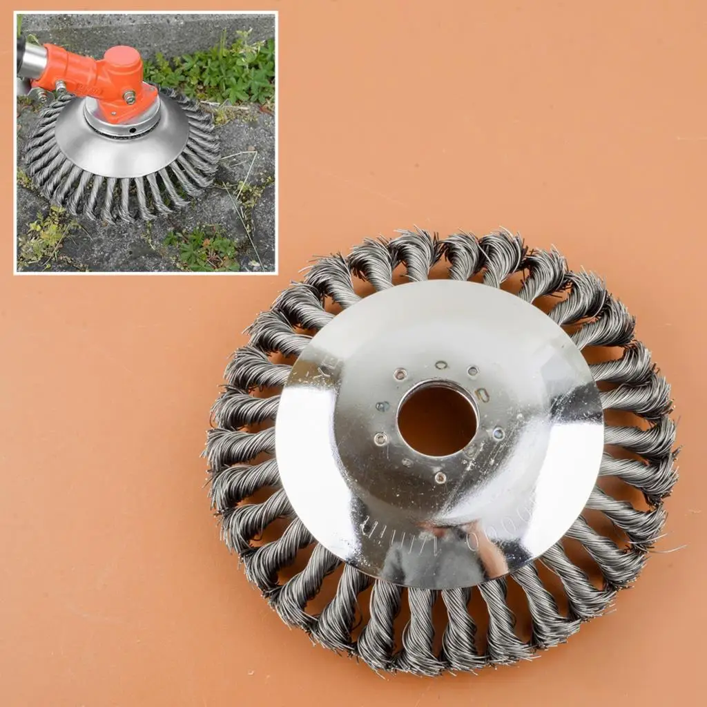 

6" Wire Wheel Brush Grass Cutter Strimmer Trimmer Head Weed Cleaning Garden Farm Weeding Accessories Steel