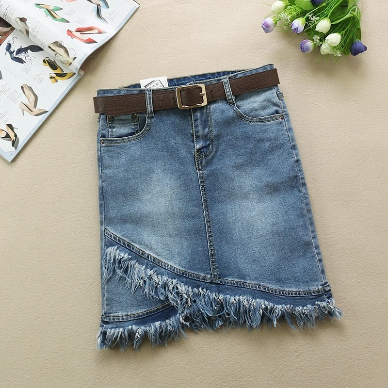 Women Casual Jeans Skirt 2023 Spring Summer High Waist Irregular Tassels Mini Denim Skirt Ladies Falda Jupe max lulu autumn fashion denim overalls womens printed vintage loose jeans ladies casual high waist harem pants punk streetwear