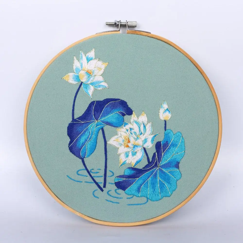 Hand Embroidery Kit DIY Needlework Bouquet Flower Needlecraft for Beginner Cross Stitch Artcraft Material Pack With Hoop