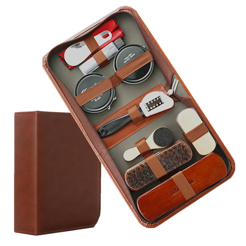 Shoe Cleaner Shoe Brush Shoe Cleaning Kit Shoe Shining Tool Horse Hair Brush Shoe Polish 9 Pieces 11 Pieces Leather Shoe Care Cleaning Daily Set
