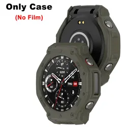 TPU Protective Case with Glass Film for Smart Watch - Soft Silicone Bumper Shell and Screen Protector (Green no film)