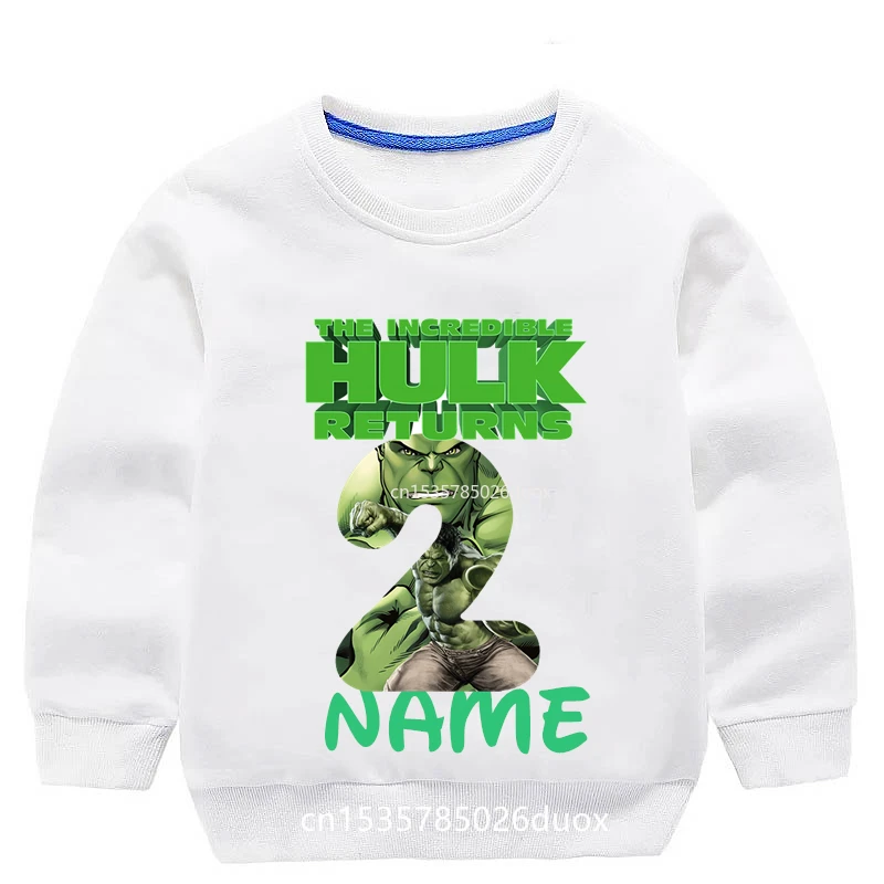 

1 2 3 4 5 6 7 8 Years Marvel Hulk Birthday Boy Hoodies Hulk Superhero PERSONALIZED Name Kid·Sweatshirt Birthday Party Wear Tops