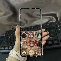 Cute Cartoon Cat Phone Case - Clear Hard Folding Cover with Adorable Animal Design - Samsung ZFlip 7 (Style 1)