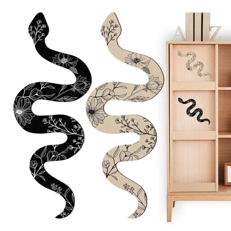 

Halloween Wall Decorations Indoor Wooden Boho Snake Floral Wall Decor Natural Aesthetic Witchy Desk Decor Altar Decor Frame Wall