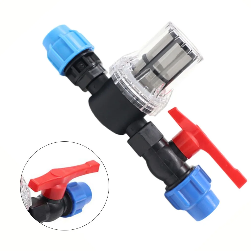 

1pc 20mm 25mm 32mm PE Pipe Water Filter With Plastic Tube Quick Connector 80 Mesh Filter Garden Drip Irrigation Adapter Replace