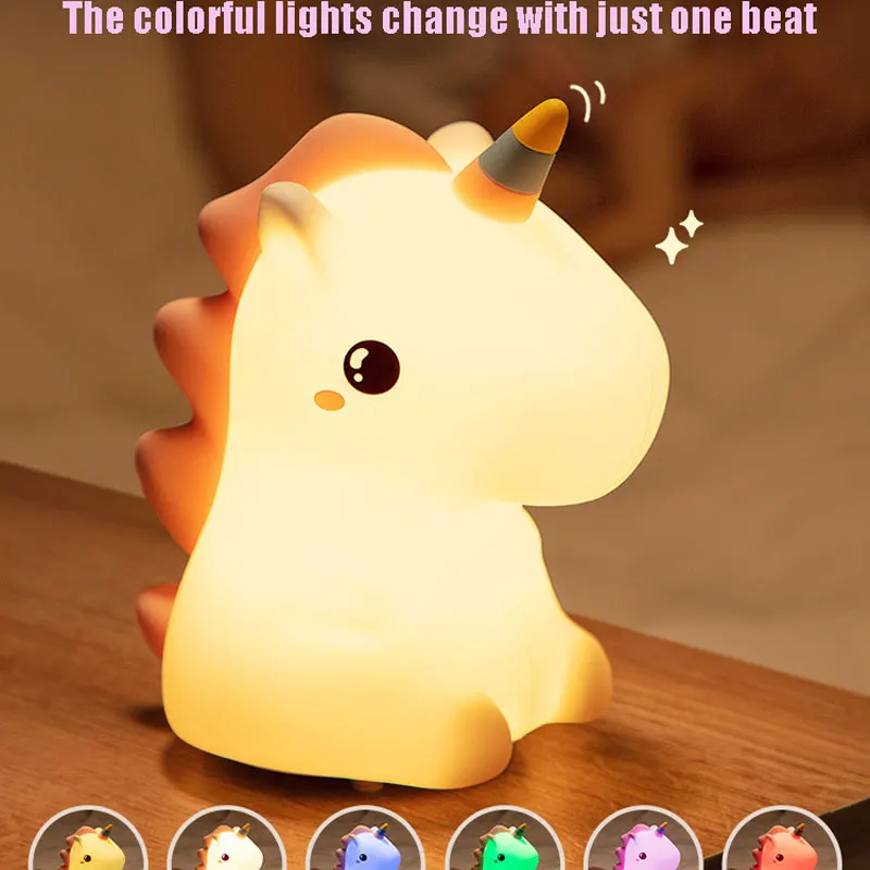 Unicorn Dinosaur Night Lantern New and Unique Petting Silicone Lantern Creative Gift for Children\'s Birthday Gift OEM