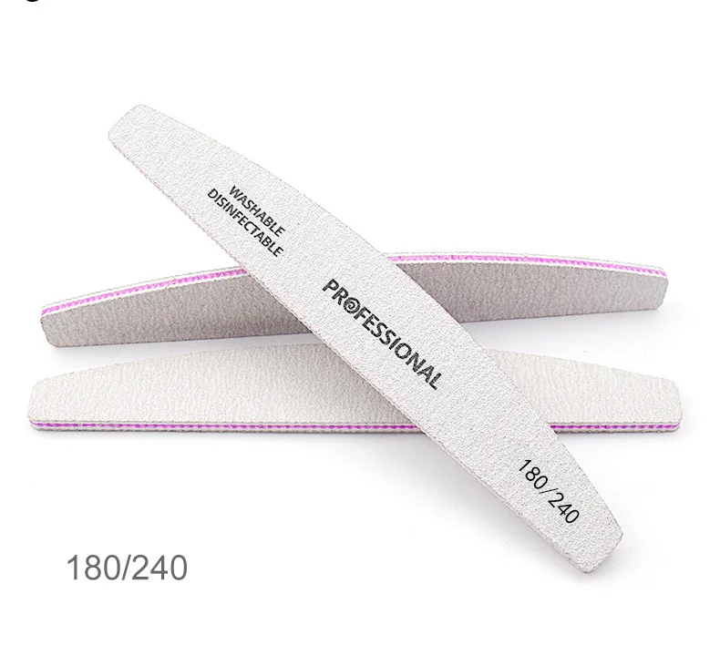 5Pcs/Lot Semilunar Manicure Files 4mm 100 180 240 Nail Files