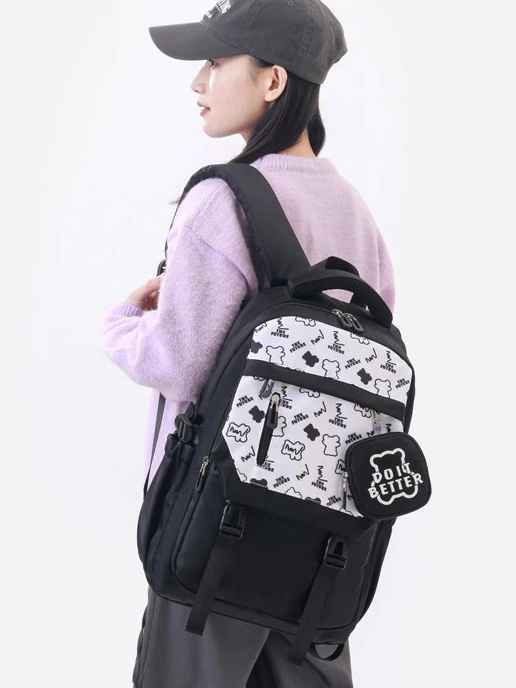 High Beauty Ultra Light Shoulder Bag High School Female Student Backpack Multi functional Leisure Middle School Book Bag