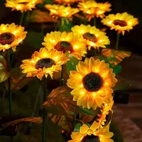 1pcs, Sunflower Solar Lamp, 3 LED Sunflower Yellow Flower Lamp Decor,For the decoration of patios, lawn gardens 2
