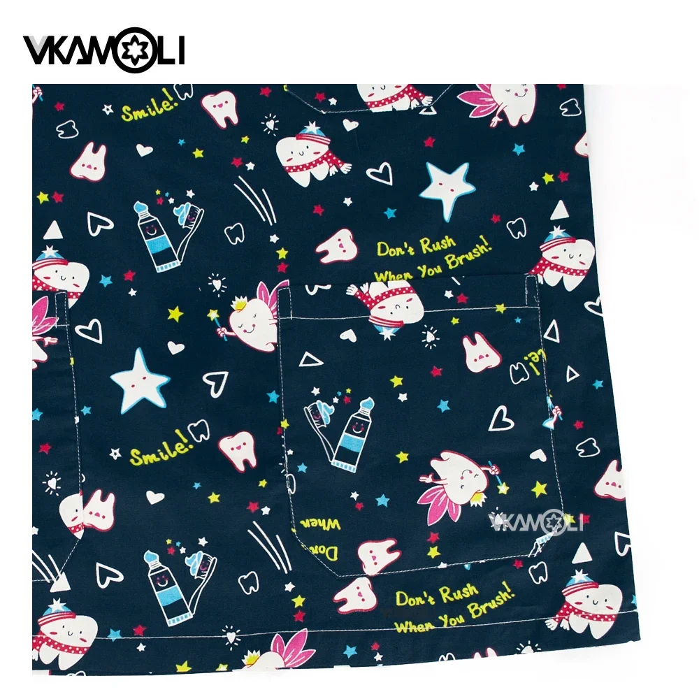 nursing uniform scrub tops for women and man Dentistry Surgical Uniform Tooth printing Dentist medical nursing Work Uniform