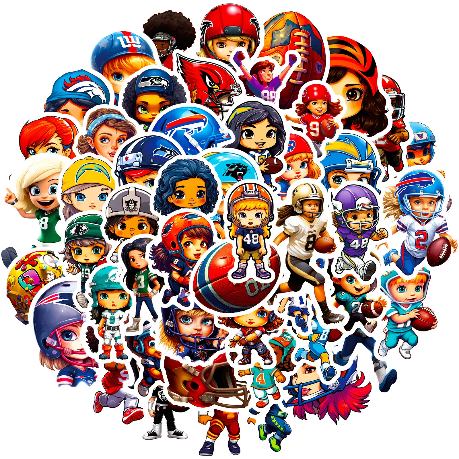 

50pcs Cute Graffiti Rugby Cute Girl Athlete Luggage Motorcycle Skateboard Personalized Waterproof Sticker