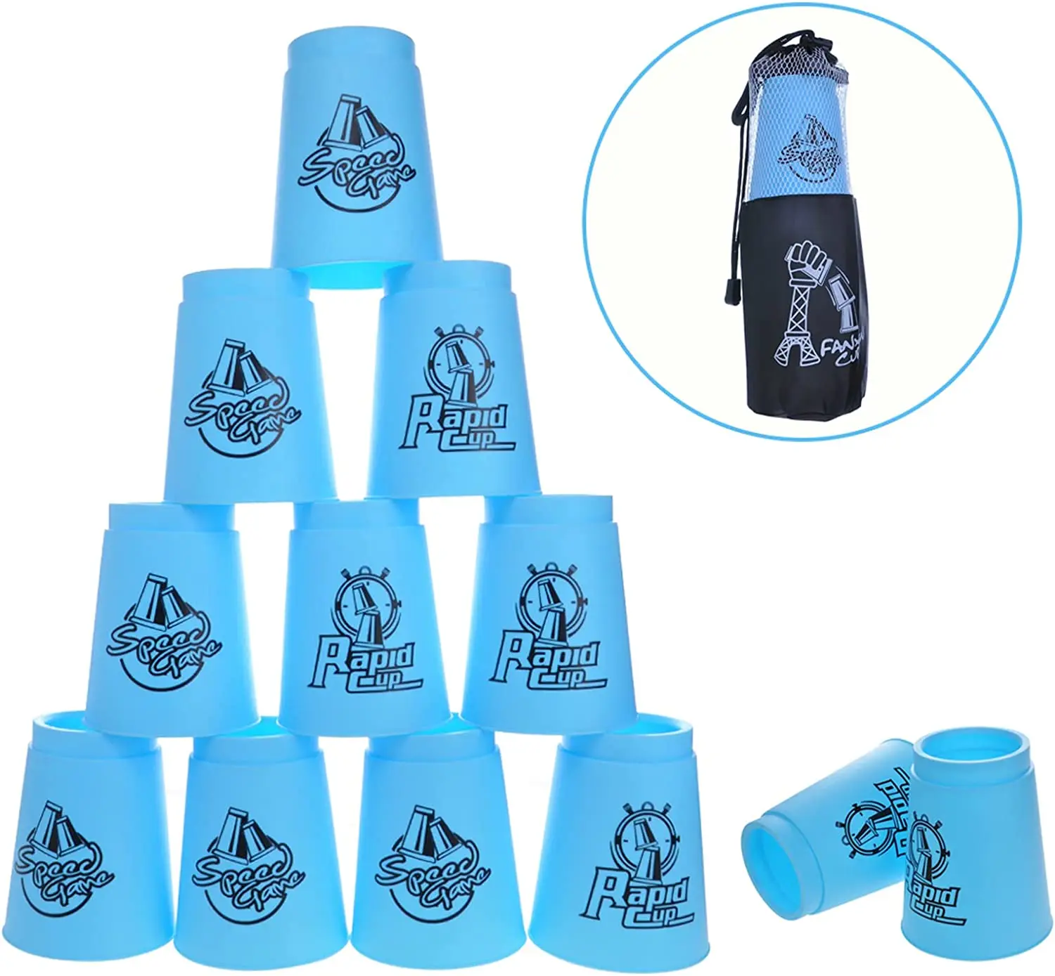Quick Stack Cups 12 Pack Stacking Cups Children Classic Stack Speed Training Game Toys Festival Gifts for Boys Girls