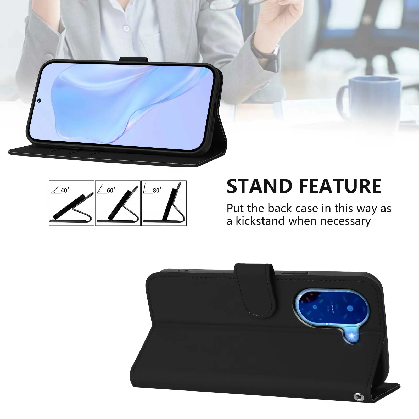 Leather Wallet Case - Shockproof Flip Cover with Camera Protection