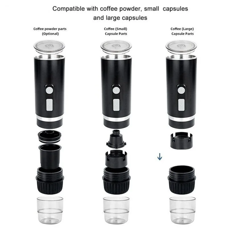 Portable Capsule Coffee Machine High-pressure Wireless Electric Accompanying Coffee Pot Outdoor Capsule Powder 2 in 1