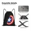 Custom Captain America Shield Drawstring Backpack Sports Gym Bag for Men Women Superhero Shopping Sackpack 3