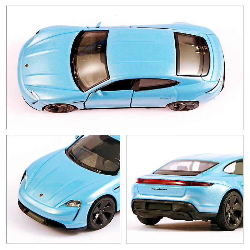 1/36 Porsche Taycan Toy Car Model For Children RMZ CiTY Diecast Super Sport Miniature Pull Back Collection Gift For Kid Boy 5
