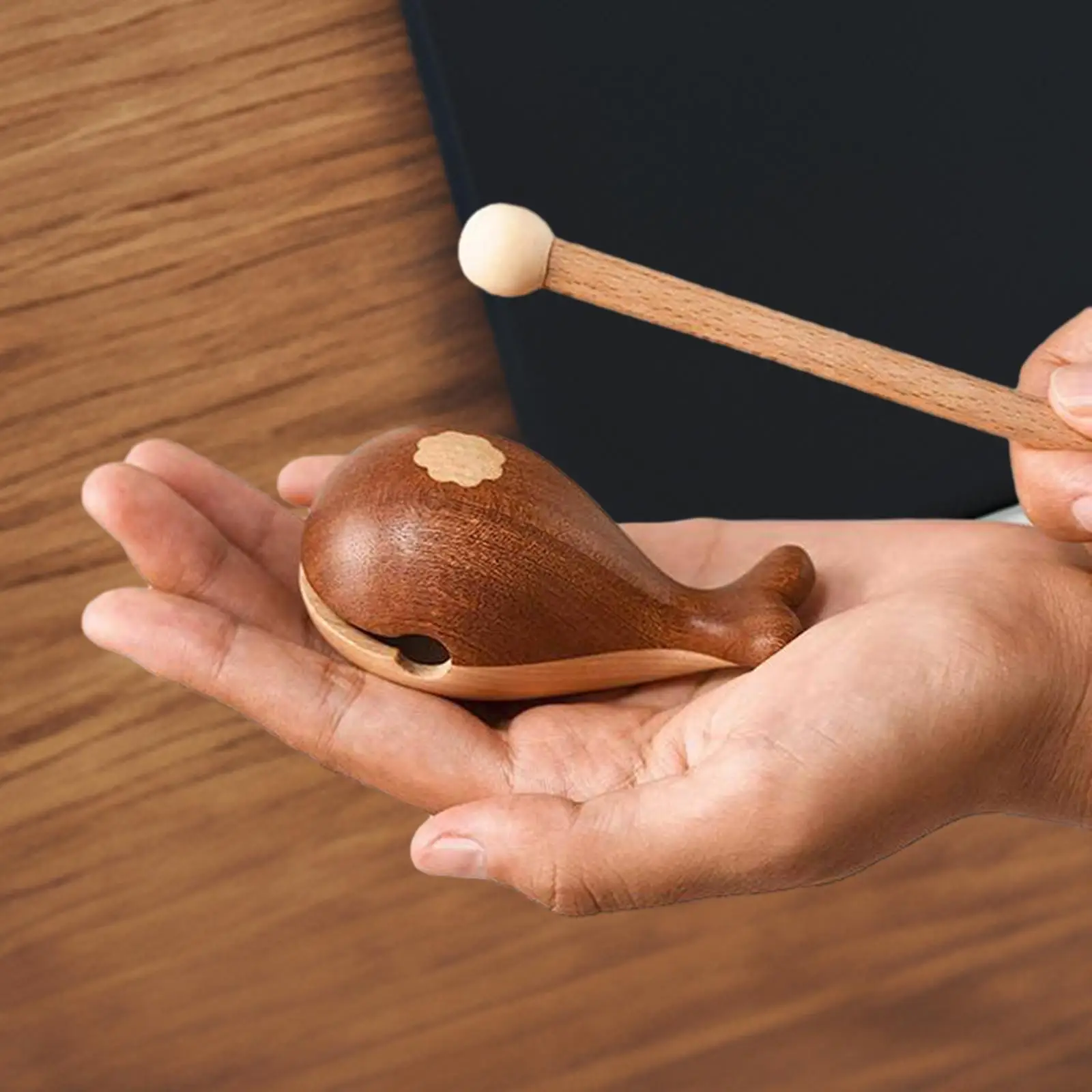 

Temple Block Small Musical Toy Handcraft with Mallet Portable Buddhist Drum Meditation Toy Wooden Fish Decoration Ornament