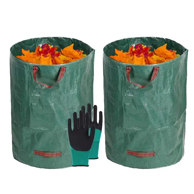 Levélzsákok 2Db Fűzsák Nagy Kapacitású Gyep- És Gyep Hulladékzsákok Újrafelhasználható Udvari Tájvágás