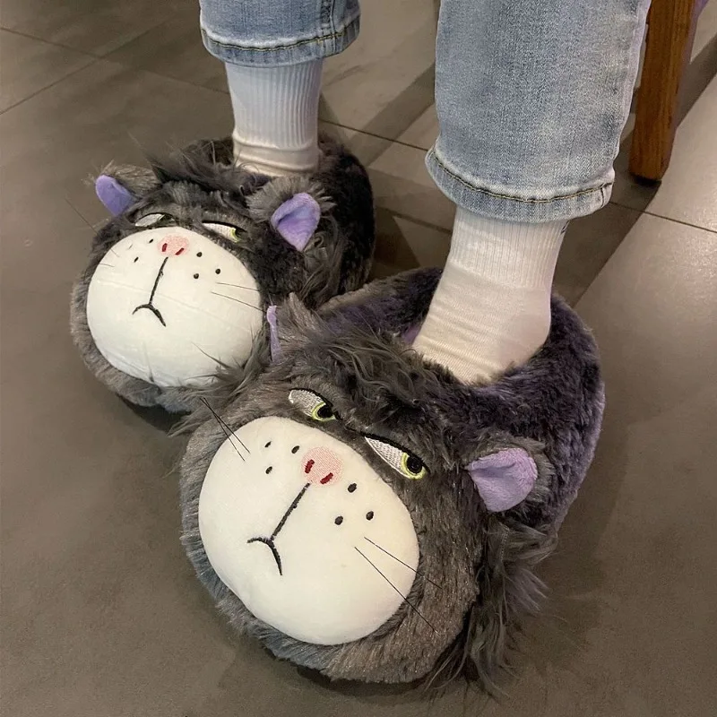 

Lucifer Cat Winter New Cute Personality Creative Cartoon Home Indoor Lightweight Anti-Slip Warm Plush Bag Heel Cotton Slippers
