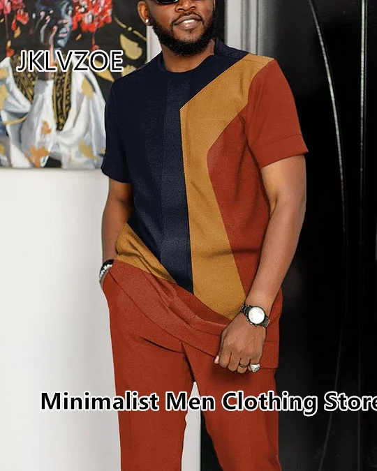 Summer Tracksuit Sportwear Suit Oversized Casual Trend Short Sleeves TShirt+Long Pants Jogger Sets Male Clothes 2 Piece Outfit
