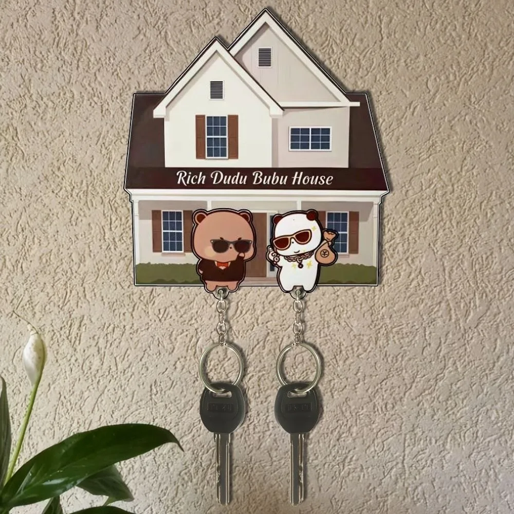 Bubu Dudu Wall Key Holder Cute Keychains Hanger Baby Yier Bear Panda Keyring for Accessories Bag Key Chain Fans Couple Gifts 3