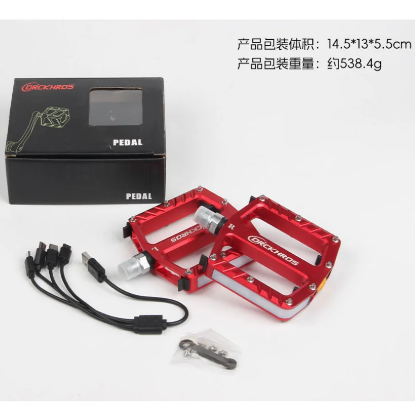 LED 조명 페달 산악 자전거 자전거 페달 3 Pirelli 미끄럼 방지 소재 알루미늄 합금 자전거 페달 액세서리 Q322