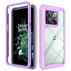 Hybrid Rugged Armor Shockproof Case with TPU Frame and Hard Plastic Transparent Back Cover for OnePlus Nord N20 5G (Purple)