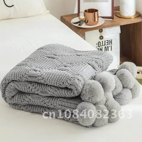 

Chenille Crochet Pink Throw Blankets with Chic Knitted Blanket Balls for Bed Sofa Warm Bedspread