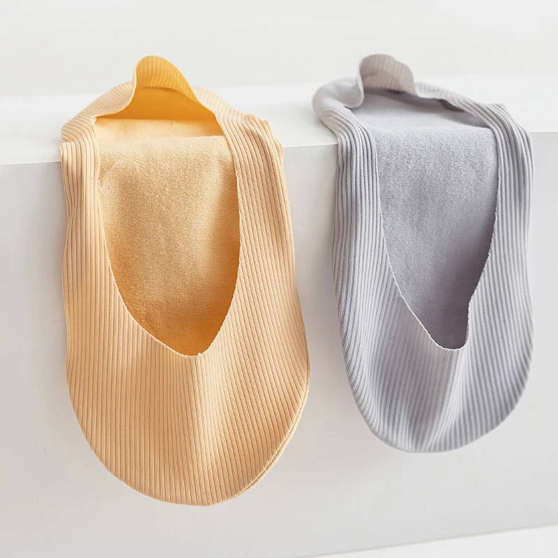 Woman Socks 5 Pairs Summer Ice Silk Breathable Slippers Invisible Solid Color Seamless Non-slip