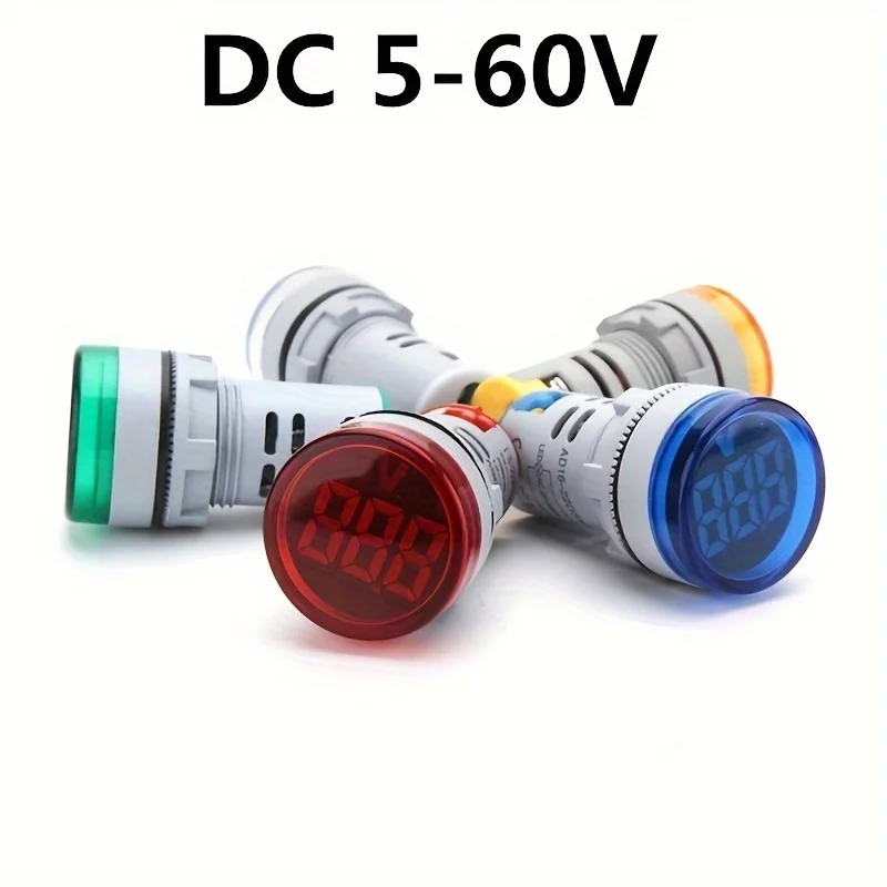1개 22mm 원형 미니 디지털 전압계 DC 5-60V