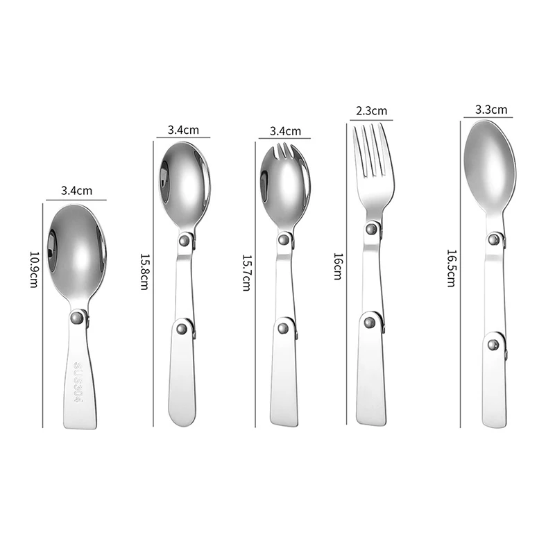 Stainless Steel Solding Spoon Three-Fold Spoon Fork Outdoor Portable Tableware Travel camping cutlery,portable tableware,portable cutlery,titanium tableware