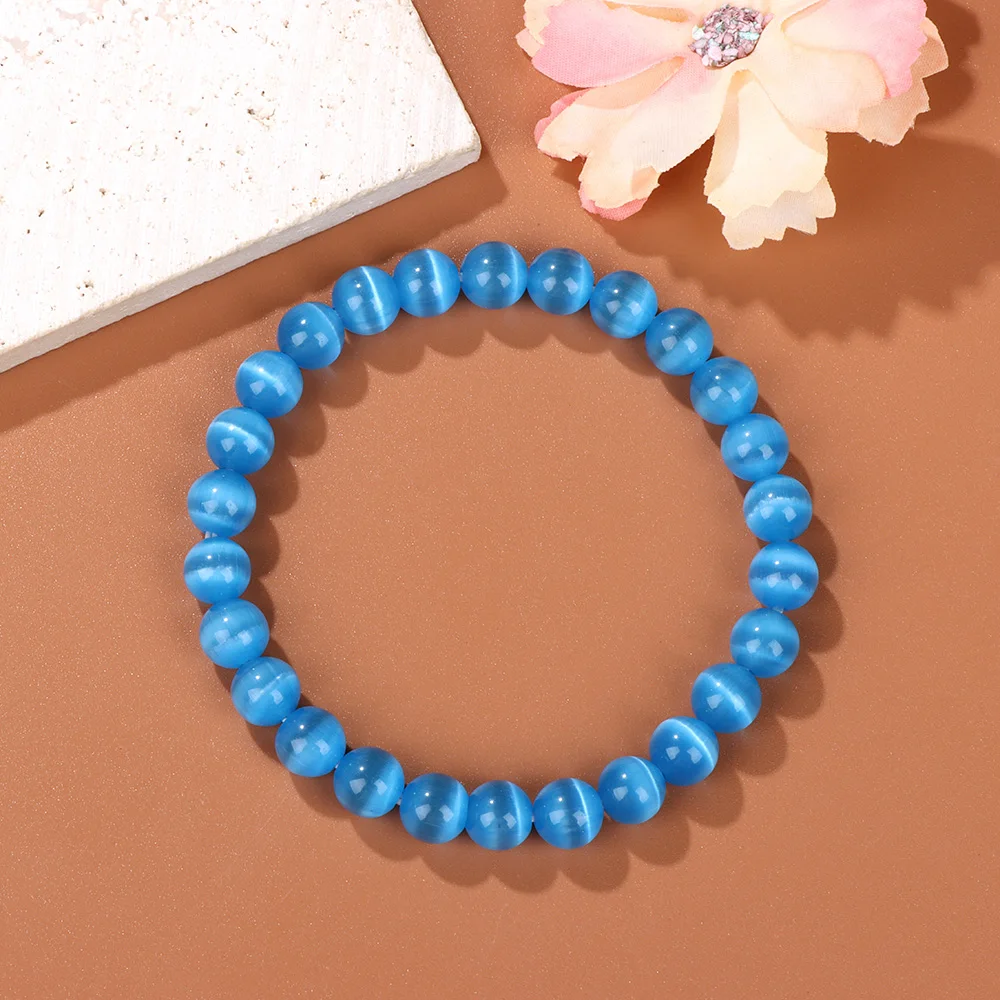 HAAMIIQII Lot De 35 Perles Rondes En œil De Chat Bleu Royal De 10 Mm~p113255974