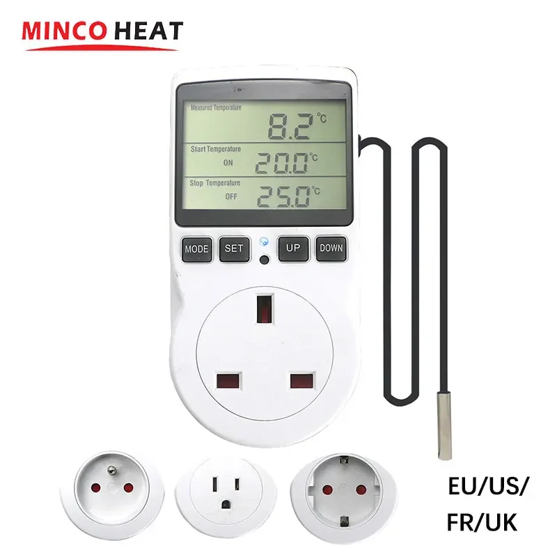 เครื่องทําความร้อนใต้พื้นไฟฟ้าเทอร์โม EU/US/FR/UK Timed SOCKET Temperature Controller 1