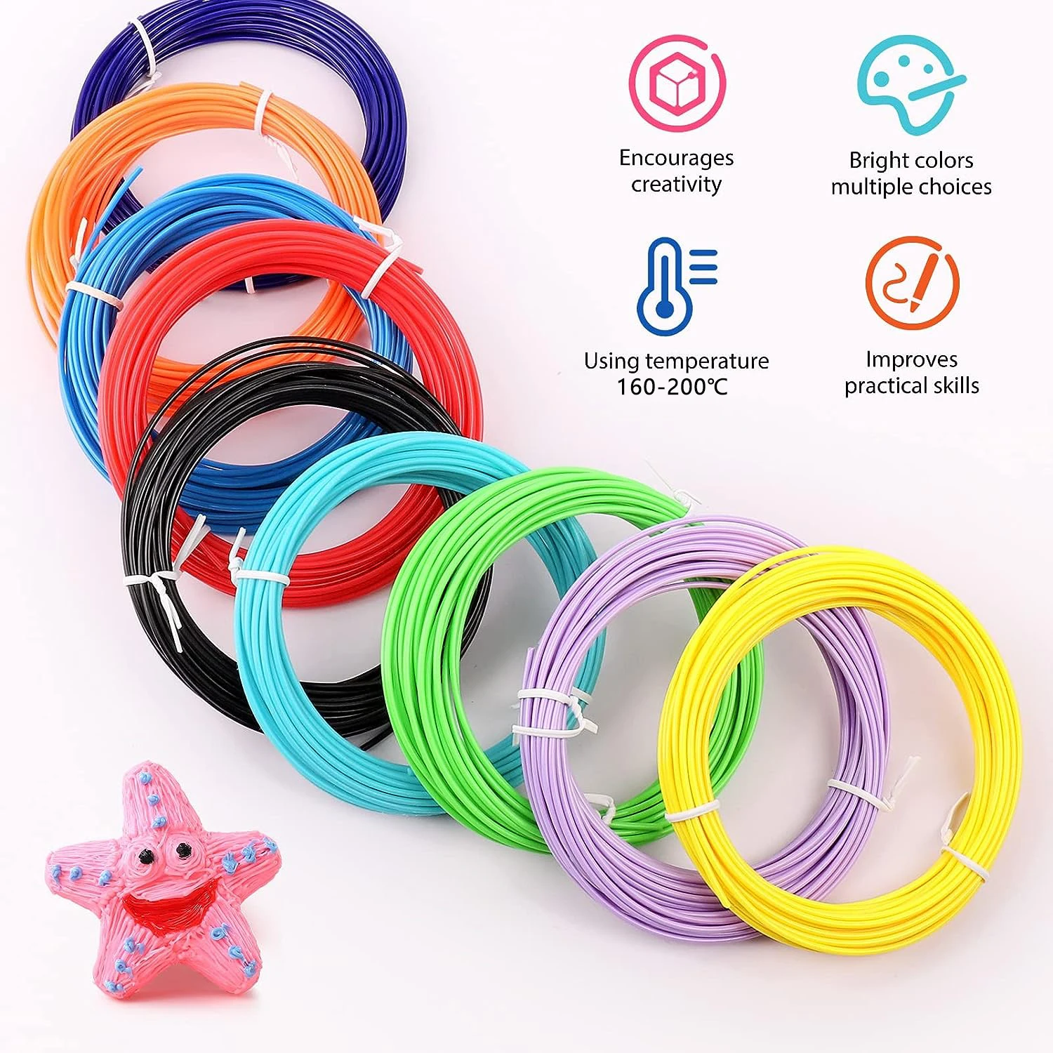 25M 3D Pen Filament PLA PCL 3D Printing Pen Consumables Colored Odorless Safety Plastic Filament Diameter 1.75mm