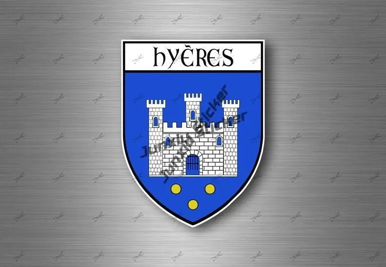 

France Hyeres Sticker Coat of Arms of Hyeres France Emblem Reflective-silver Decal UV Protected Sign Badge Sticker Accessories