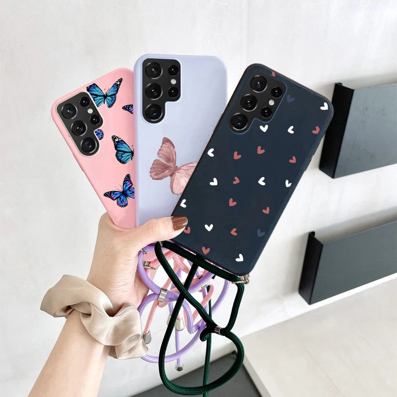 Per Samsung S23 Ultra S23Plus Custodia Collana Cinturino Cordino Custodia In Silicone Per Samsung S 23 Plus Galaxy S23 Ultra S23 +
