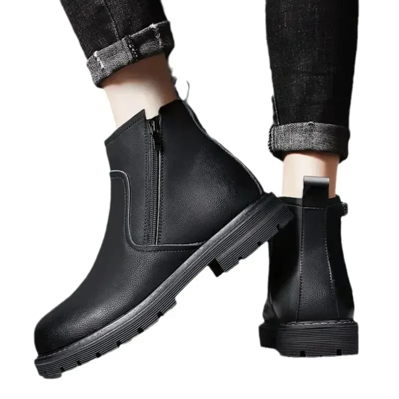 Mens Boots High Quality High Top Leather Boot Classic Business Casual Dress Boot Side Zipper Men Ankle Boots British Short Boots - 6