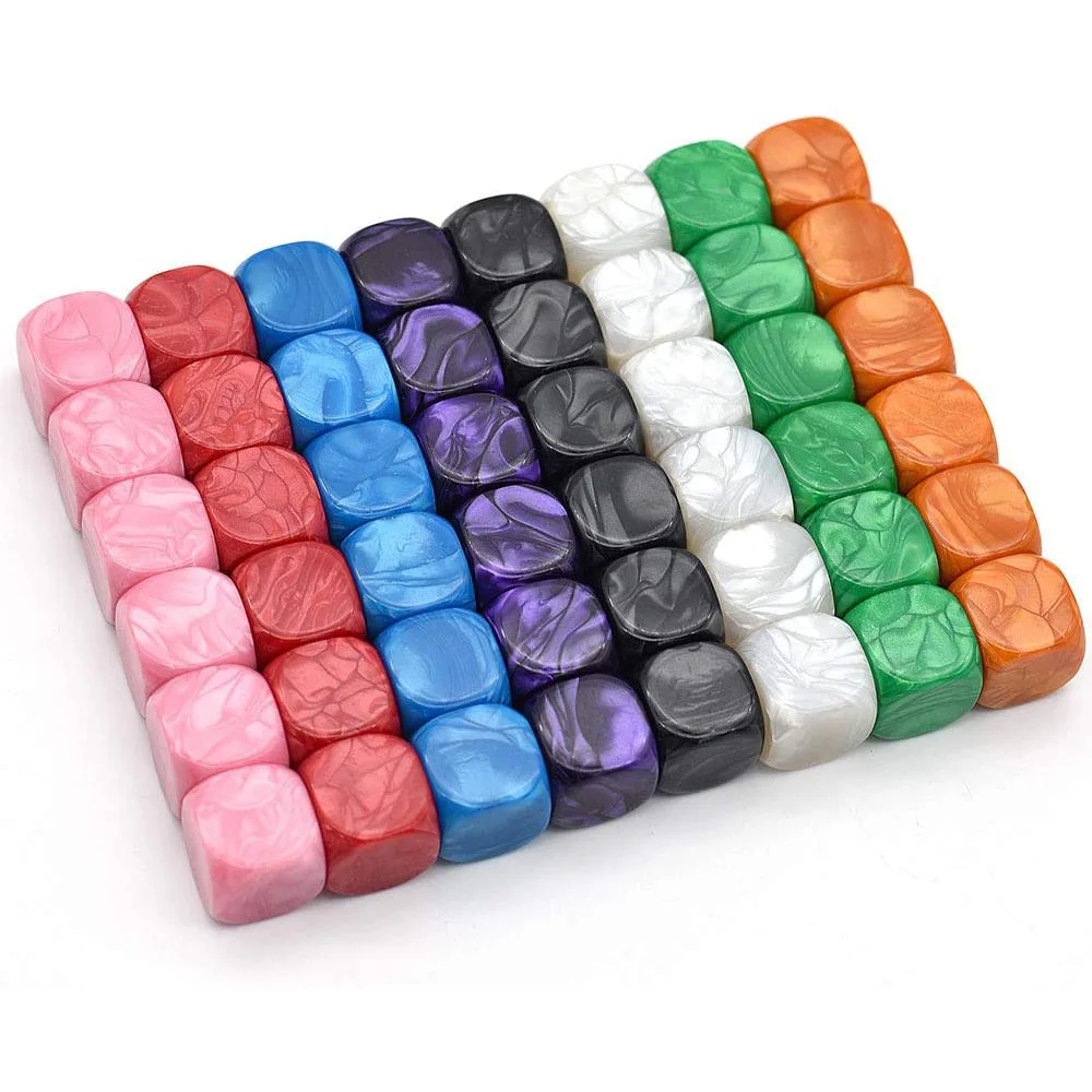 10 Pieces 16mm Acrylic Colorful Blank Pearl pattern Dice Round Corner For Teaching Props Game Accessories Mathematical Tools 1pc woodworking twist drill 3 16mm for drilling and positioning woodworking bit metal wood twist step drill bit tools