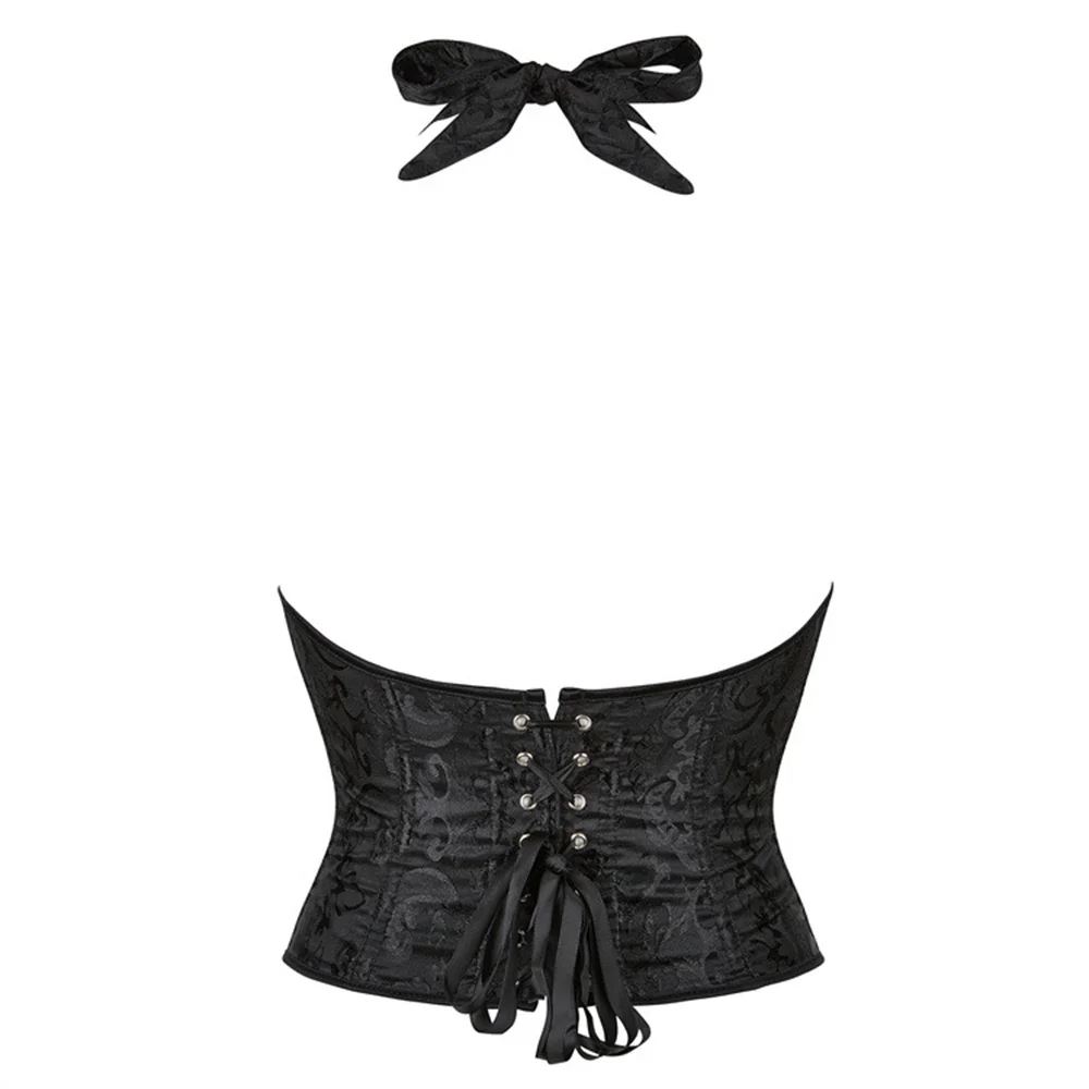 Women's Corset Black Jacquard Steampunk Overbust Corset  With Straps Pull-up With Adjustable Strap Corset Gothic Bustier Top