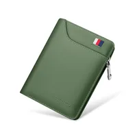 VANNANBA Wallets for Men Youths Genuine Leather with Zip Coin Pocket Fashion Card Holders with Gift Box 1