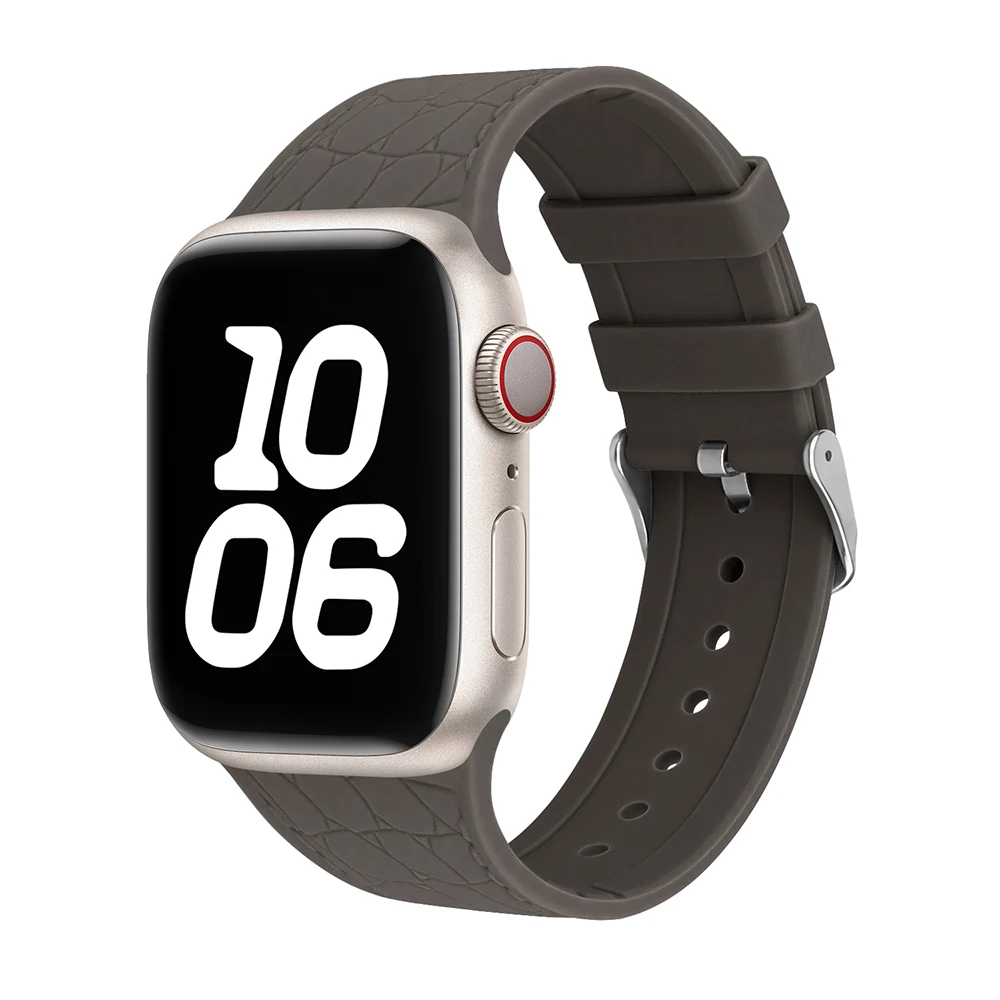 Lychee Silicone Metal Buckle Strap