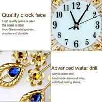 Wall Clocks Crystal Modern Elegant Design with Dial Arabic Numberals Non-Ticking Silent Shining Round Decorative Wall Clocks - Image 6