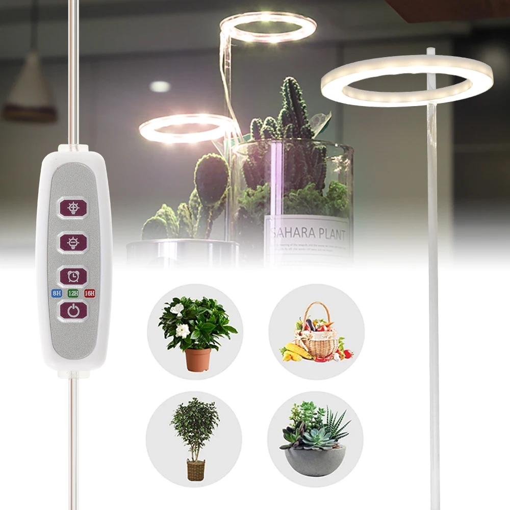 LED Grow Light Grow Light LED Plant Growth Light USB Powered Ring Grow Lamps with Timer Switch Dimmable Full Spectrum Solar for Indoor Plants