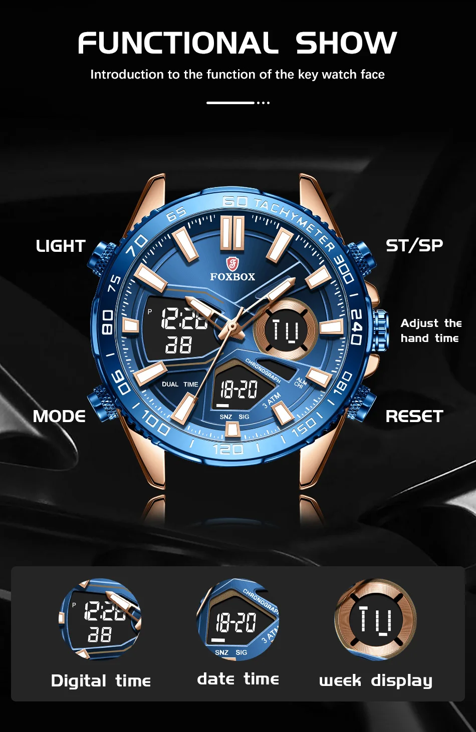 Men Watches Quartz Digital Male Clock Military Sport Blue Stainless Steel Man's Wrist watch_voghion.com